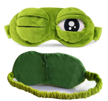 Маска для сна 3D Лягушка Пепе, зеленая
