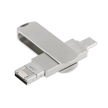 Флешка Flash Drive 16 Gb гб 3в1 Type-C, Lightning, Usb для Apple iPhone, MacBook, Android и ПК
