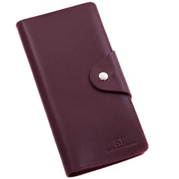 Кошелек женский кожаный купюрник вертикальный бордовый ST 6745 red-1
