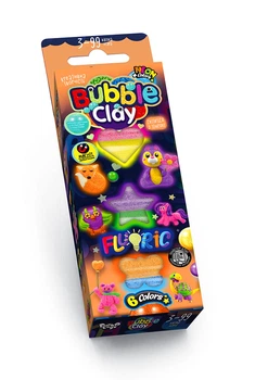 Шариковый пластилин «BUBBLE CLAY» Fluoric, 6 цветов BBC-FL-6-01U,02U