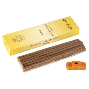 Благовония Тибетские Gangchen Дзамбала Dzambala + Керамическая подставка 16х4,4х1,8 см Желтый (25969)