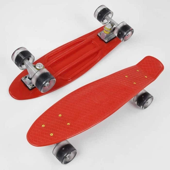 Скейт Пенни борд 8181 Вest Board, КРАСНЫЙ, доска=55см, колёса PU со светом, диаметр 6см