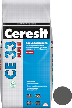 Затирка для швов Ceresit CE33 Plus 115 2 кг (мешок) Серая цемент (Е28781)