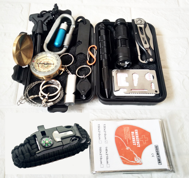 Набір інструментів першої необхідності туристичний (15 речей) - для автокемпінгу, аварійні приналежності, аптечка туриста