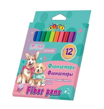 Фломастери Kidis LoveMyCorgi 12 кольорів змивані чорнила 13351