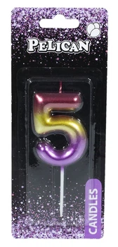 Свеча для торта Pelican "5" РАДУЖНАЯ 6 см Разноцветный Pelican (866065)
