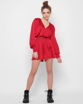 Шелковый комбинезон с поясом 48821 G&M xp-2855 XS Размер цвет Красный