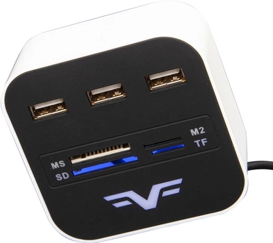 USB-хаб Frime 3-портовий з кардридером All-in-One White (FHC-AllinOne3p2W)