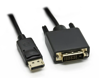 Кабель DisplayPort-DVI (DP-DVI), HQ-Tech, 1.8m, 1080p, OD5.5 черный без оплетки, позолота.