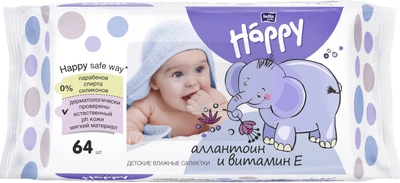 Детские влажные салфетки Bella Baby Happy с витамином Е для ухода за кожей младенцев 64 шт (5900516421120/5900516145149)
