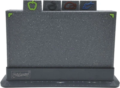 Zestaw desek do krojenia Maestro 4 szt 29 x 19.5 cm + stojak (MR-1787G)