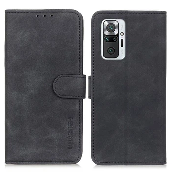 Чехол-книжка с застежкой KHAZNEH Retro Wallet для Xiaomi Redmi Note 10 Pro - Black