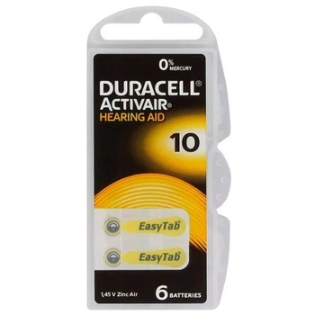 Батарейки Duracell Activair 10 для слухового апарату 6 шт