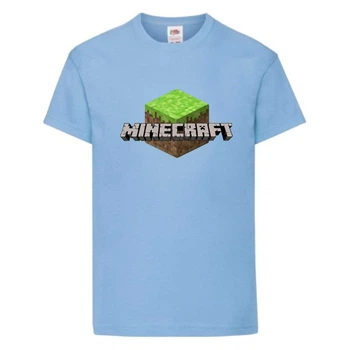 Футболка детская Майнкрафт 002 (Minecraft) голубая (MNKT lbl 002) 164 см