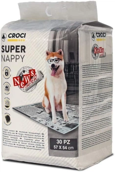 Одноразовые пеленки для щенков и собак с газетным принтом 57*54 см Croci Super Nappy 30 шт/уп