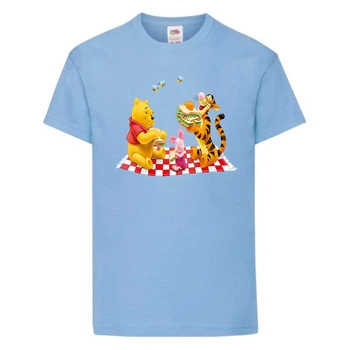 Футболка детская Винни Пух 017 (Winnie Pooh) голубая (WIP lbl 017) 152 см
