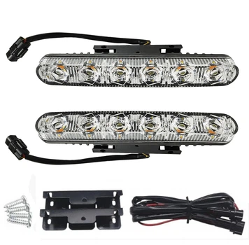 LED ДХО + бегущий поворот. , металлический корпус! 12В. Светодиодные дневные ходовые огни.