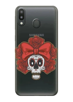 Прозрачный силиконовый чехол iSwag для Samsung Galaxy M20 Готический череп (M509)