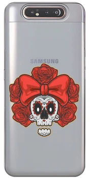 Прозрачный силиконовый чехол iSwag для Samsung Galaxy A80 Готический череп (M323)