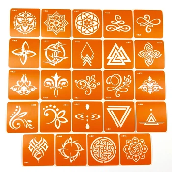 Набор трафаретов для био-тату Fresh Tattoo "M - узоры 6*6см 24шт_№2 классика" (m-collect_24_2)