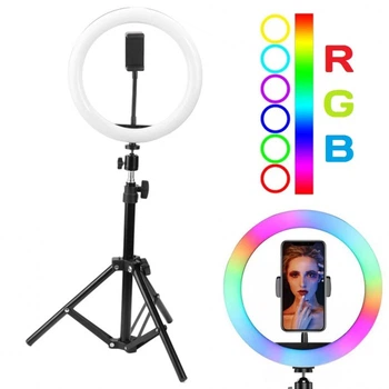 Кольцевая LED RGB лампа Top Hit 26 см с держателем для телефона селфи кольцо для блогера СО ШТАТИВОМ im341 (48281)