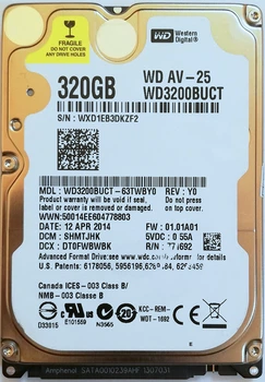 Жесткий диск для ноутбука Western Digital AV-25 320GB 2.5" 16MB 5400rpm 3Gb/s (WD3200BUCT) SATAII Б/У