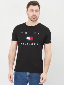 Футболка хлопковая длинная мужская Tommy Hilfiger 10641.1 S Черная
