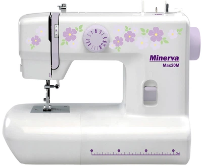 Швейна машина MINERVA Max20M, електромеханічна, потужність 70 Вт, 15 швейних функцій, напівавтоматичне виконання петлі, білий колі (630194)