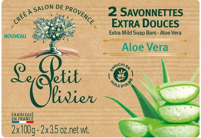Экстра нежное мыло Le Petit Olivier 100% vegetal oils soap Алоэ Вера 2х100 г (3549620005097)