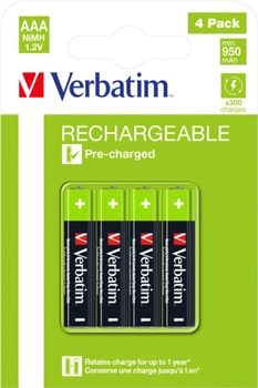 Аккумуляторные батарейки Verbatim типу AAA (HR03) 4 шт (49514)