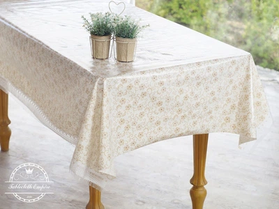 Клеенка кухонная Lace Ажур 1.32 м бежево-белая пог. м. (112-G)