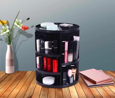 Обертовий органайзер - ящик Makeup Box 360° для зберігання косметики Настільний Organizer на 12 відділень для аксесуарів і макіяжу - Бокс (Чорний)