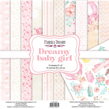 Набор скрапбумаги Фабрика Декора Dreamy baby girl 20x20 см, 10 + 1 лист, артикул FDSP-02081