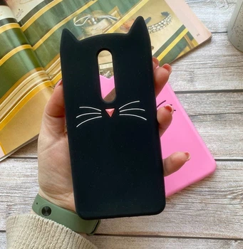 3D Чехол дляMeizu M8 Note Котик с ушкамии усиками Черный