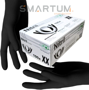 Перчатки нитриловые чёрные одноразовые нестерильные без пудры SFM 3.8 г размер M 100 шт - 50 пар