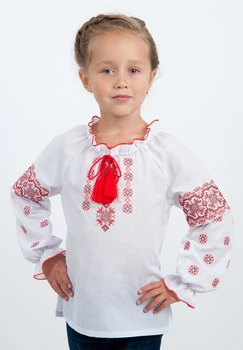 Детская вышиванка Vyshyvanka 128 Белая 4316