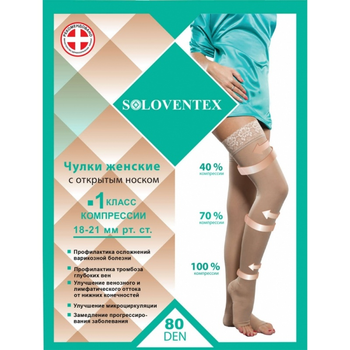 Панчохи компресійні Soloventex арт.310-5 з відкритим носком 1 клас компресії 80 DEN (2338-24080)