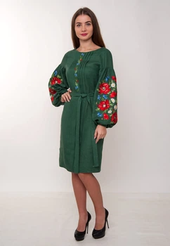 Сукня-вишиванка Vyshyvanka "Маки, ромашки, волошки" 56 Зелене 4184