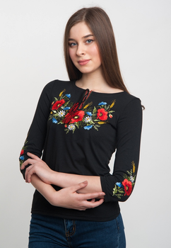 Футболка Vyshyvanka "Маки, васильки, колоски" S Черная 5125