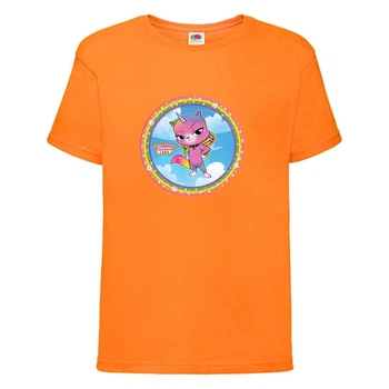 Футболка детская Радужная Кошка 003 (Rainbow Cat) оранжевая (RNC orn 003) 152 см