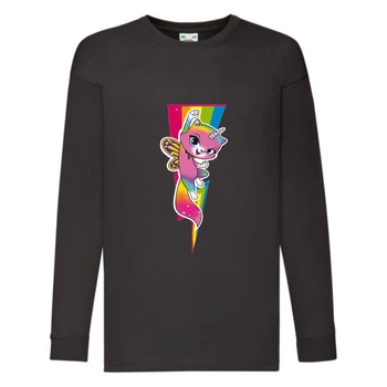 Лонгслив реглан Радужная Кошка 004 (Rainbow Cat) черный (RNC blc 004) 116 см