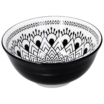 Салатник Tognana Metropolis Tribal Chic, 15 см, 630 мл, фарфор, чорно-білий (ME068155581)