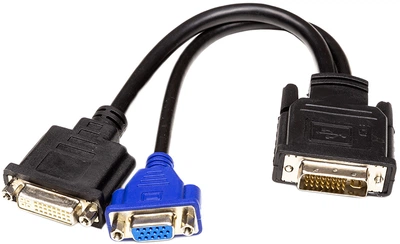 Переходник PowerPlant DVI-I (M) - DVI-D (F) + VGA (F) 0.3 м (CA912551)