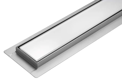 Odpływ liniowy prysznicowy FALA White Glass 90 cm stal nierdzewna z rusztem (żaluzja sucha) 75384 (5906083031144)