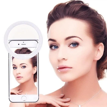 Світлодіодне селфи кільце Selfie Ring Light з USB зарядкою Білий