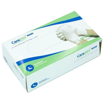 Перчатки Латексные Опудренные CARE365 Белые L (100 шт)