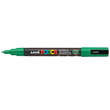 Маркер-краска Uni Posca Зеленый 0.9-1.3 мм Черно-зеленый корпус (PC-3M.Green)