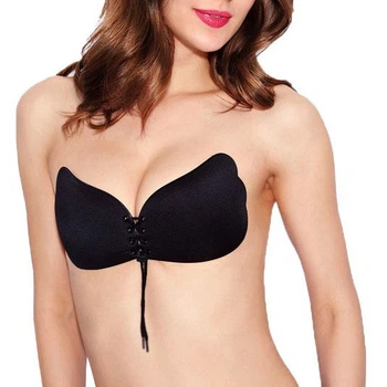 Силіконовий бюстгальтер Fly bra з ефектом Рush Up без бретелек чорний One Size