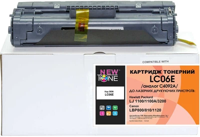 Картридж NewTone для HP LJ 1100, Canon LBP-800/810 аналог C4092A Black (LC06E)