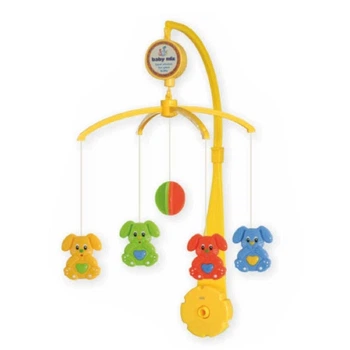 Мобыль детский пластиковый самозаводной с игрушками Собачки Alexis Baby Mix, 36х9,5х51,5 см. (SK/99012)